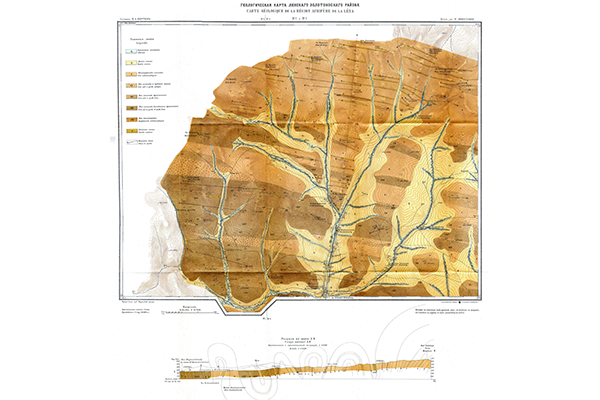 Геологическая карта Ленского золоторудного района (фрагмент)