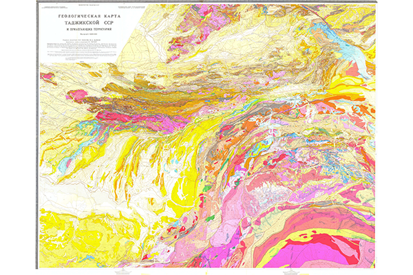 Геологическая карта Таджикской ССР и прилегающих территорий (фрагмент)