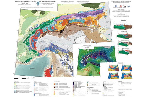 Тектоническая карта Альп (фрагмент)