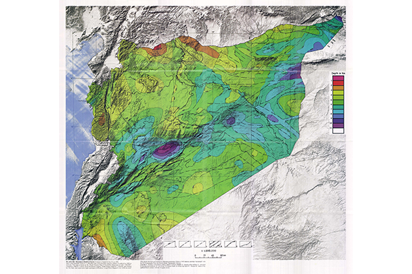 Карта рельефа кристаллического фундамента Сирии (фрагмент)