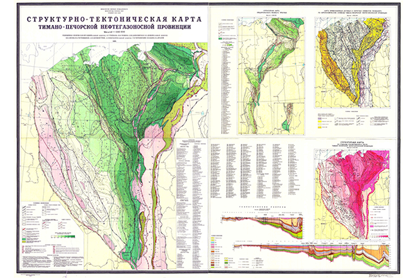 Структурно-тектоническая карта Тимано-Печорской нефтегазоносной провинции (фрагмент)