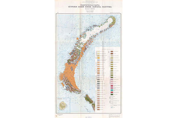 Геологическая карта островов Новой Земли, Вайгача, Колгуева (фрагмент)