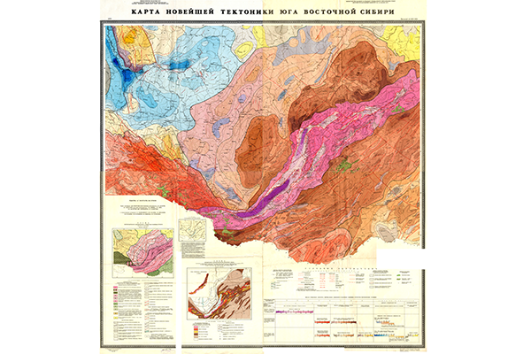 Карта новейшей тектоники юга Восточной Сибири (фрагмент)