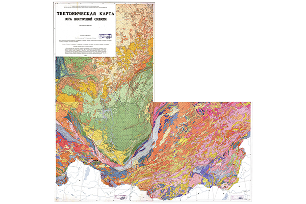 Тектоническая карта юга Восточной Сибири (фрагмент)