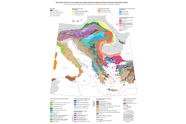 Тектоническая карта Альпийской коллизионной зоны между Восточными Альпами и Западной Турцией (фрагмент)