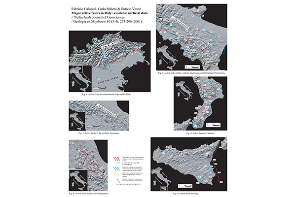 Карта главных активных разломов Италии (фрагмент)