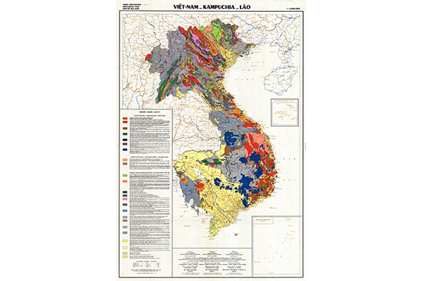 Геологическая карта Вьетнама, Кампучии, Лаоса (фрагмент)
