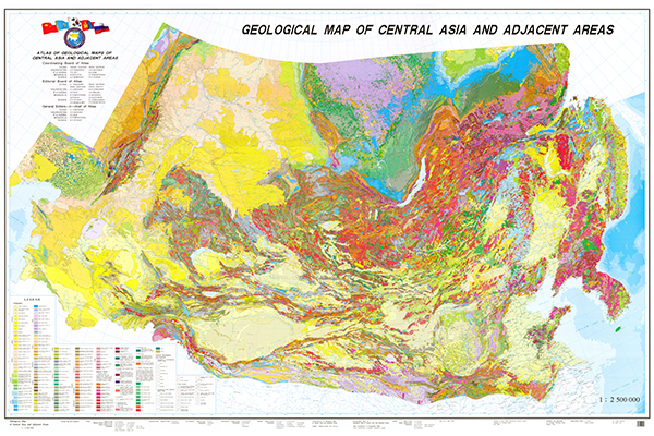 Геологическая карта Центральной Азии и прилегающих территорий (фрагмент)