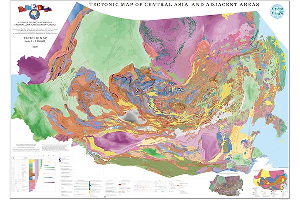 Тектоническая карта Центральной Азии и прилегающих территорий (фрагмент)