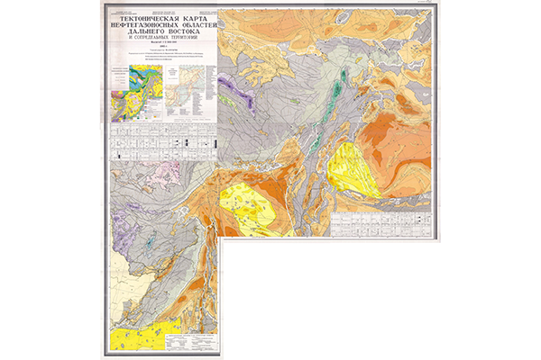 Тектоническая карта нефтегазоносных областей Дальнего Востока (фрагмент)