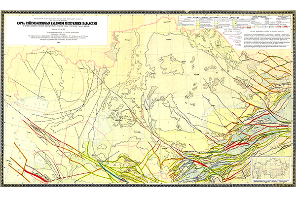 Карта сейсмогенных разломов Республики Казахстан и прилегающих районов (фрагмент)