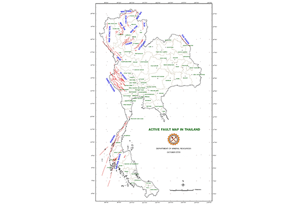 Карта активных разломов Таиланда (фрагмент)