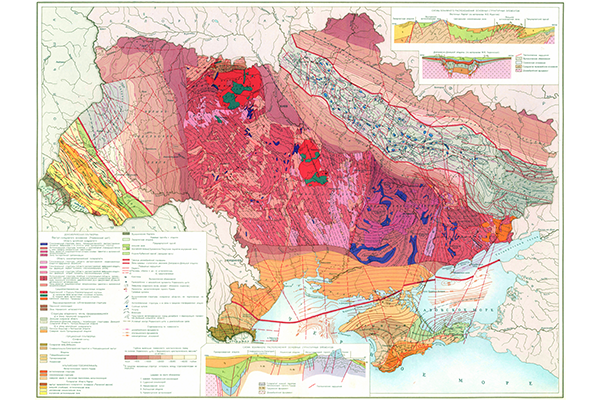 Тектоническая карта Украинской ССР (фрагмент)