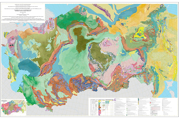 Тектоническая карта России, увязанная с материалами по странам СНГ (фрагмент)