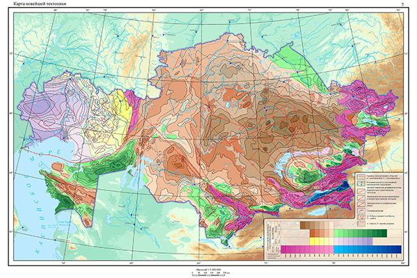 Карта новейшей тектоники Республики Казахстан (фрагмент)