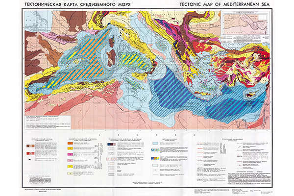 Тектоническая карта Средиземного моря (фрагмент)