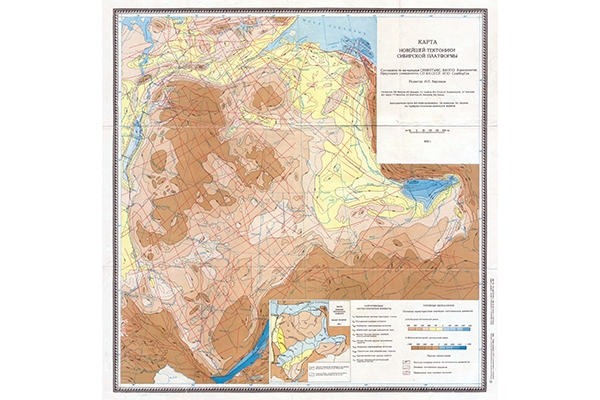 Карта новейшей тектоники Сибирской платформы (фрагмент)