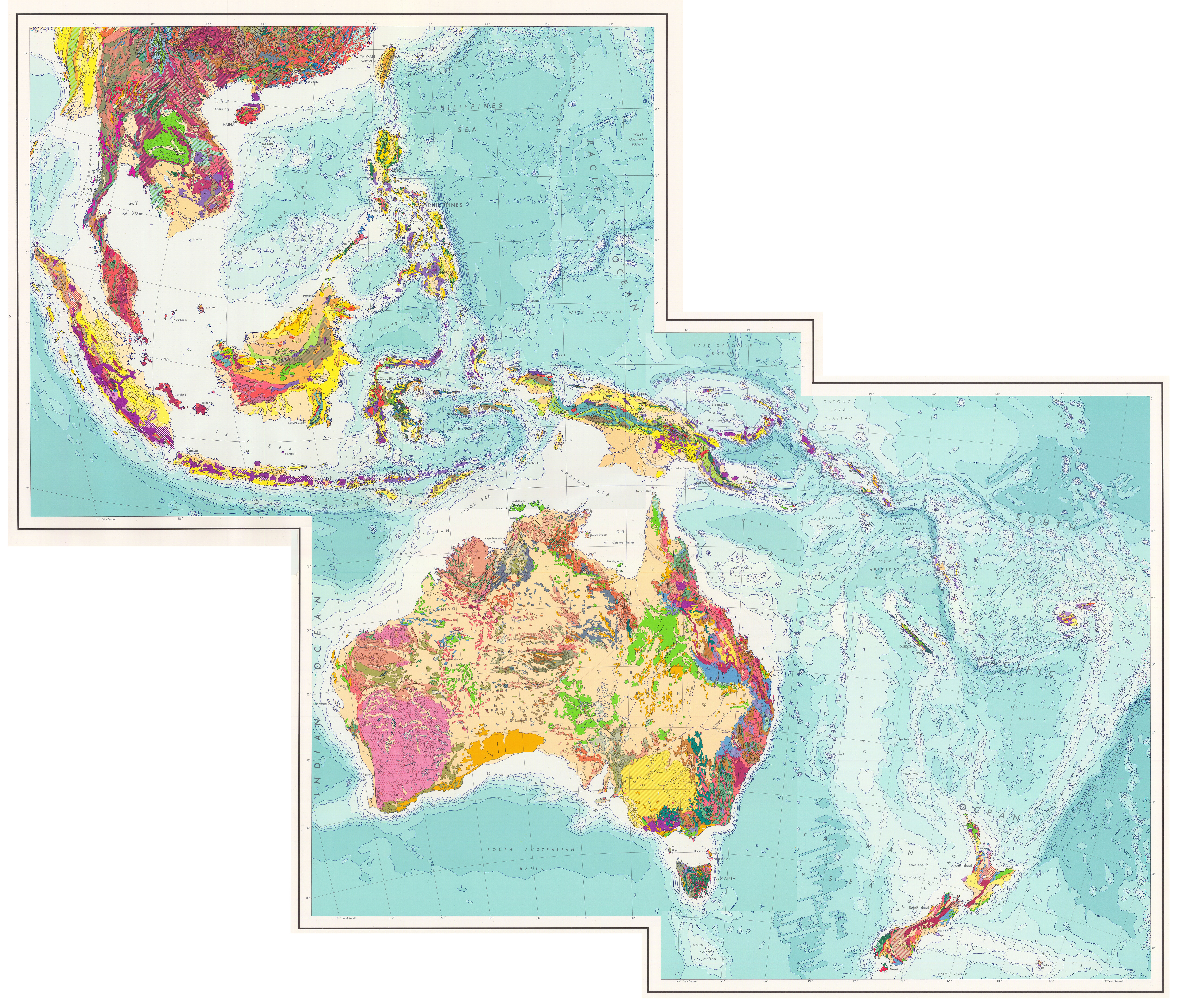 Геологическая карта мира. Австралия