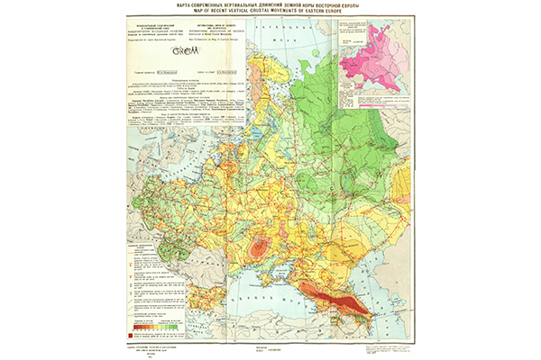 Карта современных вертикальных движений земной коры Восточной Европы (фрагмент)