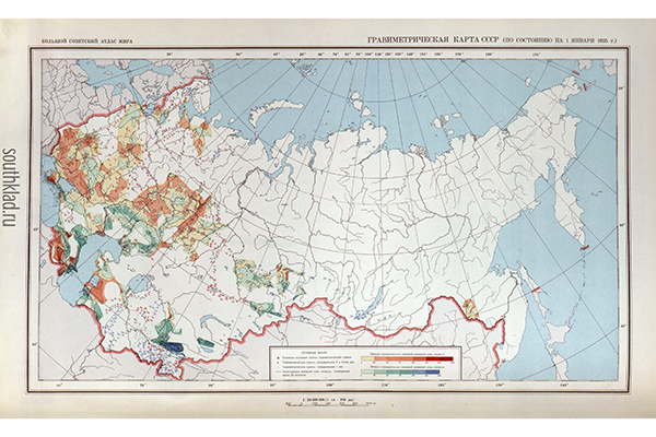 Гравиметрическая карта СССР (фрагмент)