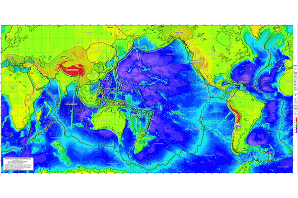 Карта обновленной модели границ литосферных плит (фрагмент)