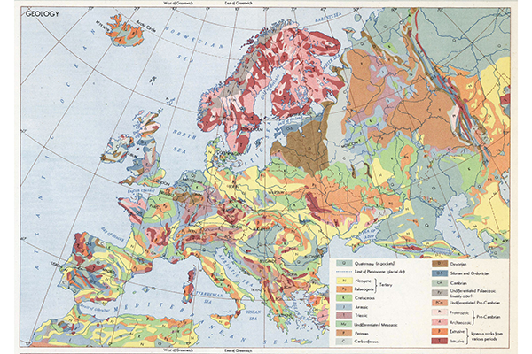 Геологическая карта Европы (фрагмент)