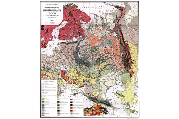Геологическая карта Европейской части СССР и прилегающих к ней стран (фрагмент)